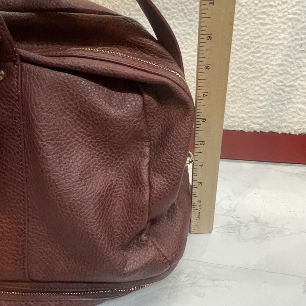 Sole Society Duffle Bag Womens Large Burgundy Faux Leather Weekender Travel Bag - Picture 12 of 13